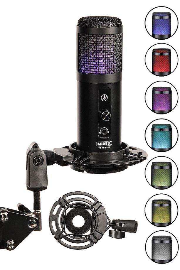 V5 Rgb Set Usb Oyuncu Ve Yayıncı Mikrofonu Condenser Stüdyo - 4