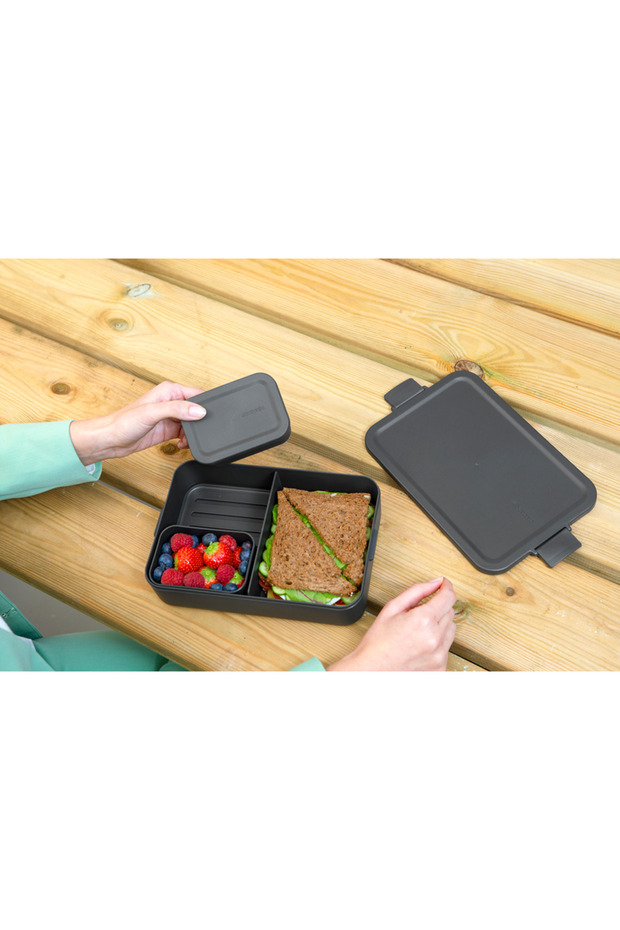 004-01-makE - PLain FaBric Dark Gray Large size Food Carrying ConTainer 2L