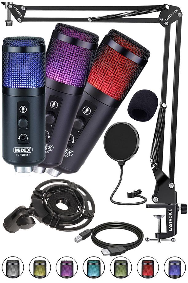 V5 Rgb Set Usb Oyuncu Ve Yayıncı Mikrofonu Condenser Stüdyo - 3