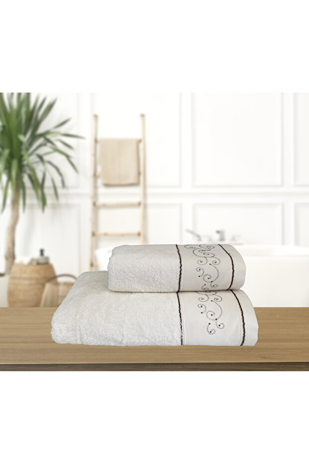 Stone Printed Towel Set of 2, Bathroom Set 70X140Cm+50X100Cm
