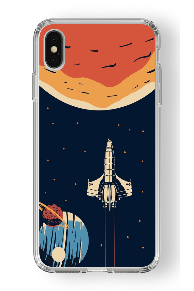 Space Design Printed Transparent Case Compatible with iPhone X and XS