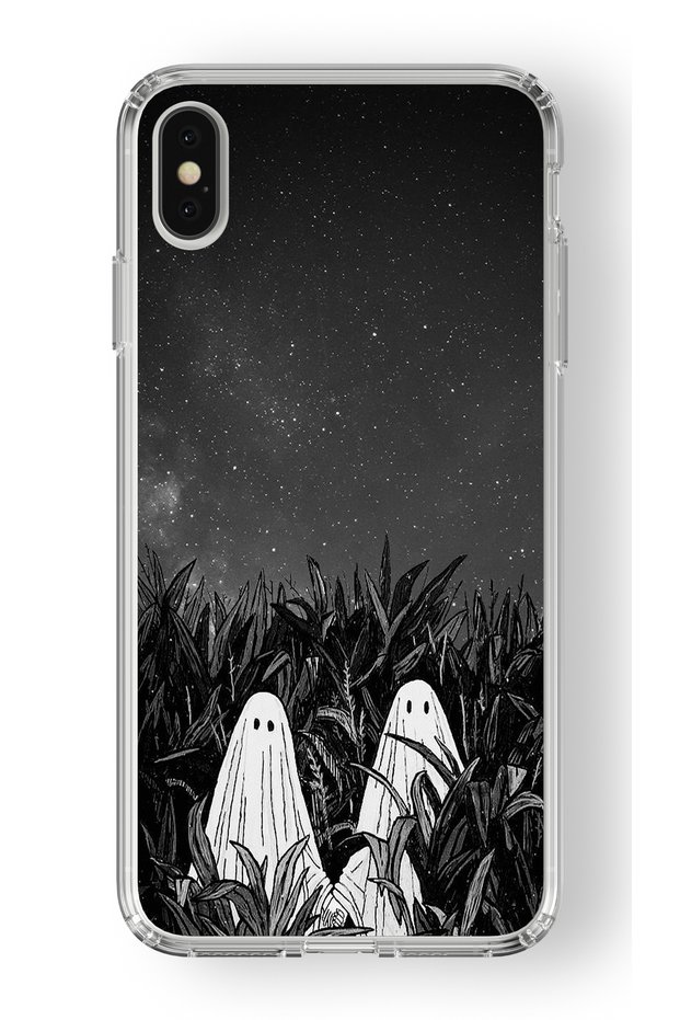 Two Ghost Design Printed Transparent Case Compatible with iPhone XS Max