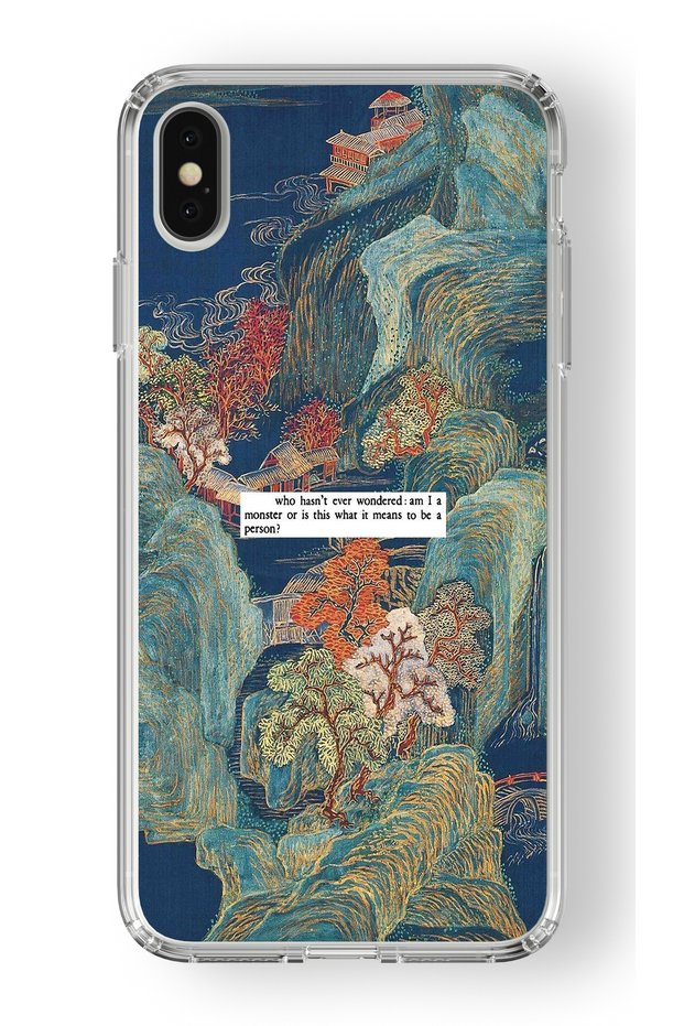 حافظة شفافة مطبوعة بتصميم Am I Monster متوافقة مع iPhone X وXs