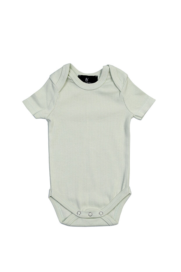 Unisex Baby Green Color Snap Fastener Bodysuit