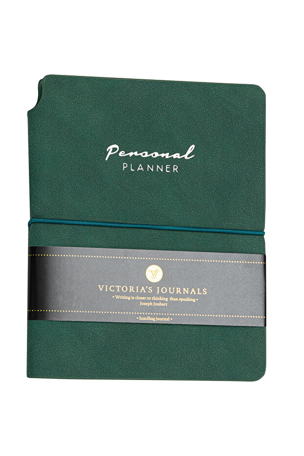 Kuka Vegan Leather Elastic Covered Planner Striped Notebook 10x15 Cm (a6) Green