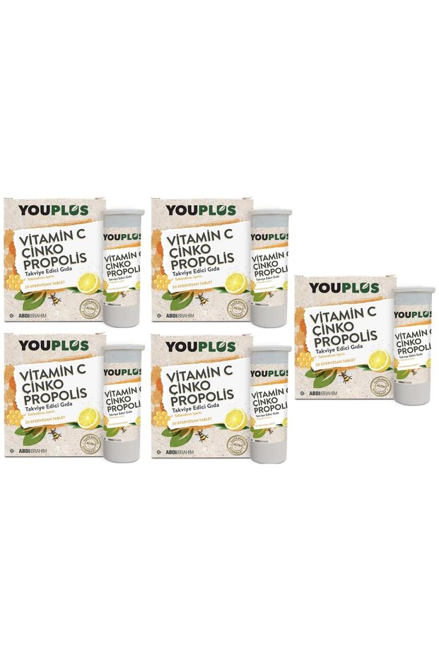 Vitamin C and Zinc Propolis 20 Effervescent Tablets - 5 Pieces