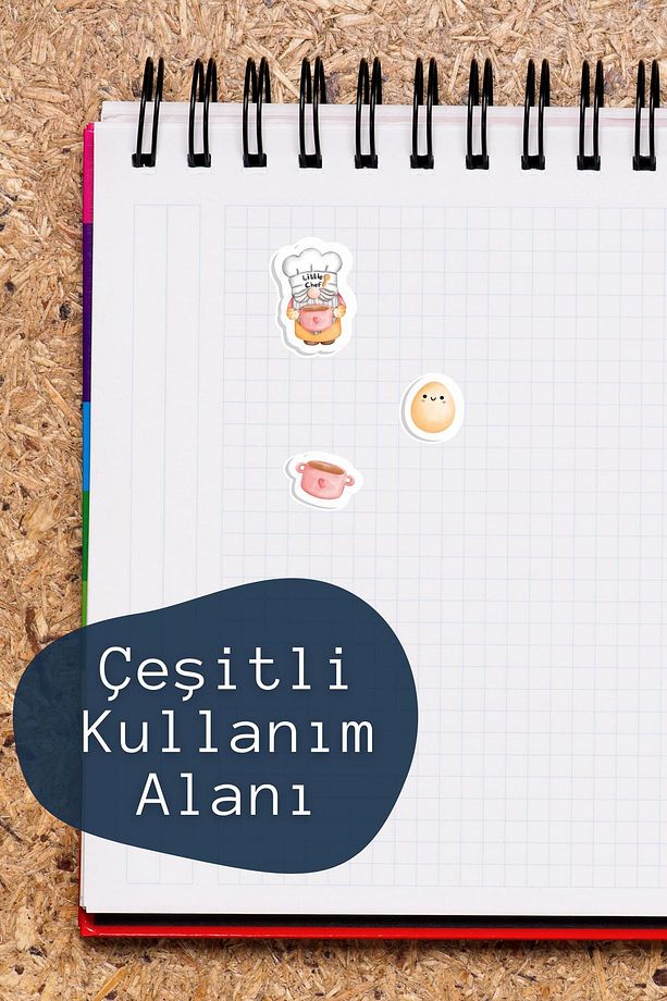 Mutfak Temalı Sticker ve Etiket Seti - Orta Boy - Su Geçirmez, Kalın Yapışkanlı Sticker Seti - 5