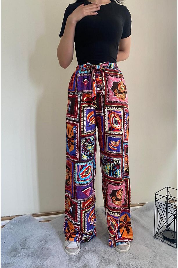 BELİ LASTİKLİ BOL PAÇA KENDİNDEN KEMERLİ PENYE PANTOLON - 4