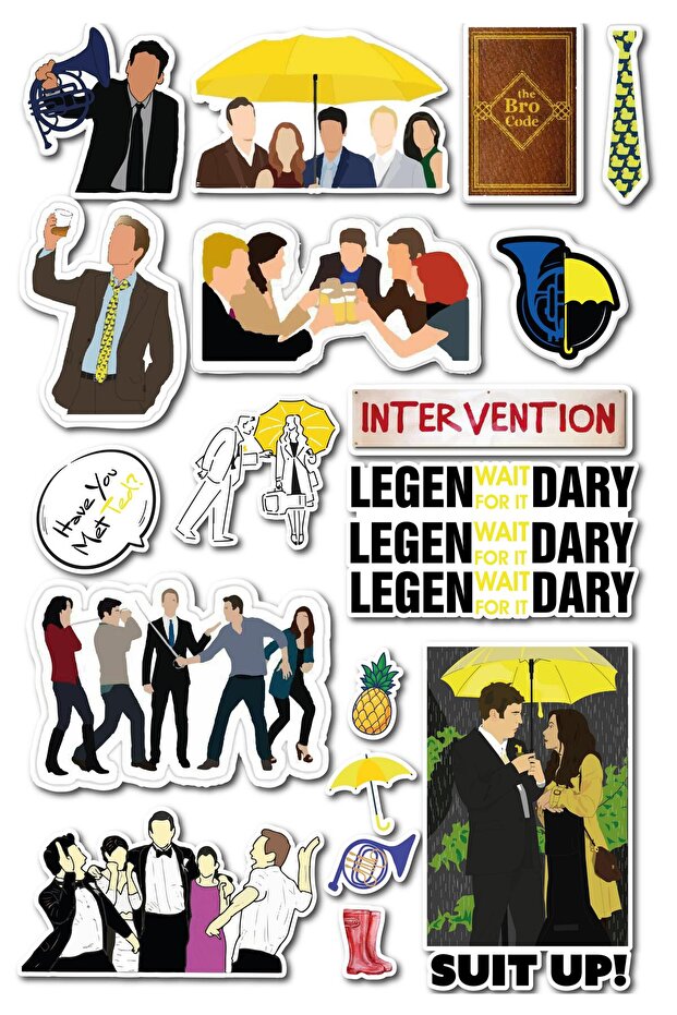 مجموعة ملصقات وملصقات تحمل عنوان How I Met Your Mother - حجم متوسط - لاصق سميك مقاوم للماء