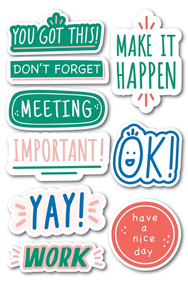 Motivational Themed Sticker Set - 9 Piece Sticker Set - Phone, Tablet, Notebook Laptop Compatible Sticker