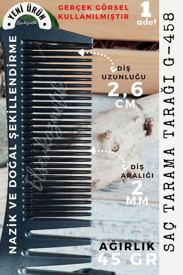 Saç Tarama Tarağı G-458, Kuaför, Berber Tarak, Karbon Tarak, Ayırma Tarak, Wax Tarak - 5