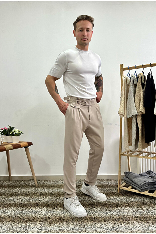 بنطلون قماش مطوي - 5