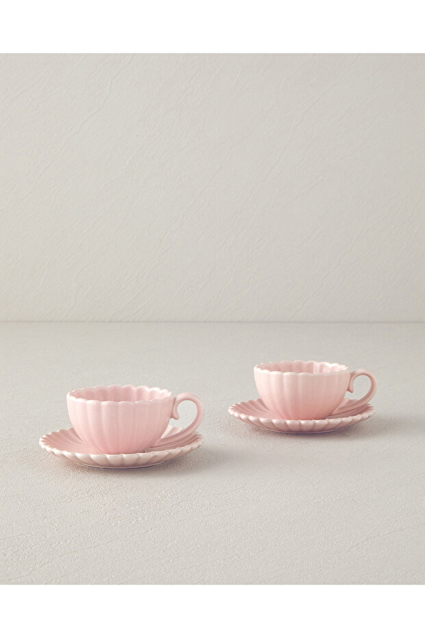 Fiore New Bone China 4-Piece 2-Person Coffee Cup Set Powder
