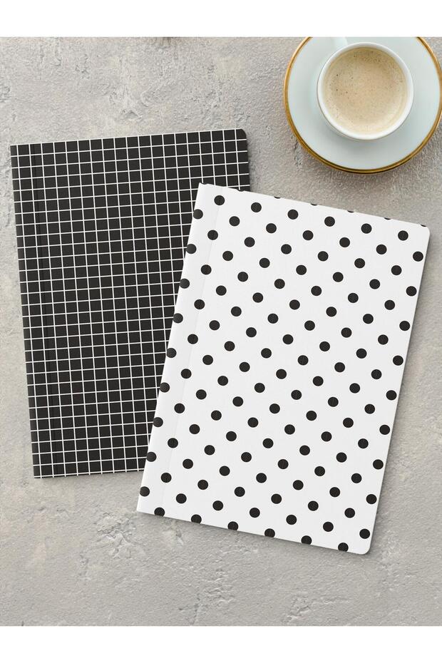 Unlined Notebook Set, 2 Pieces Geometric Patterned Notebook, Notepad, Memory Book, 64 Pages Medium Size - 1
