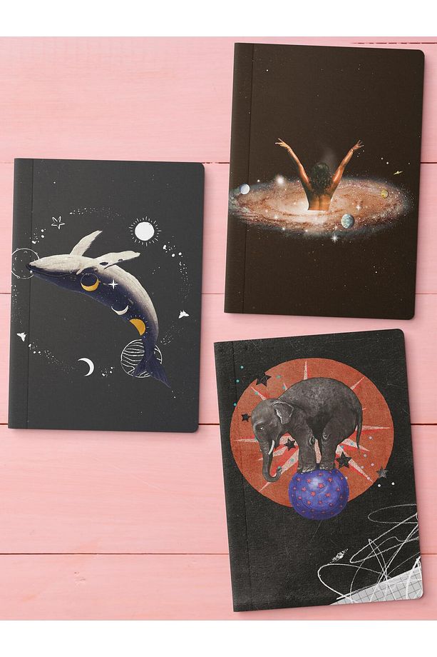 Çizgisiz Defter Seti, 3 Adet Not Defteri, Notebook Journal Seti, Anı Defteri, 64 Sayfa Orta Boy - 1