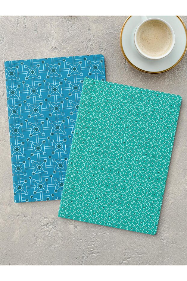 مجموعة دفتر ملاحظات غير مبطنة، 2 دفتر ملاحظات بنمط هندسي، دفتر ملاحظات، دفتر ذكريات، 64 صفحة متوسطة الحجم - 1