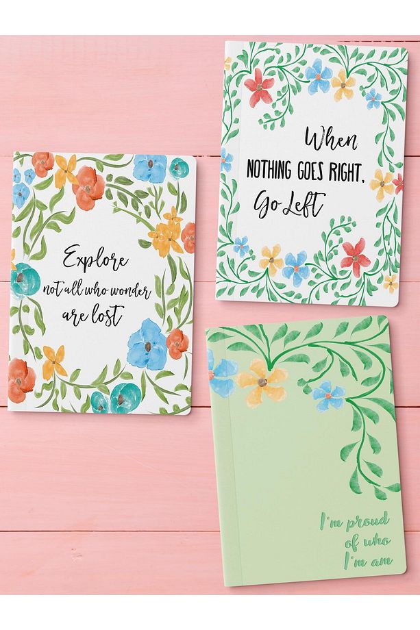 Çizgisiz Defter Seti, 3 Adet Not Defteri, Notebook Journal Seti, Anı Defteri, 64 Sayfa Orta Boy - 1