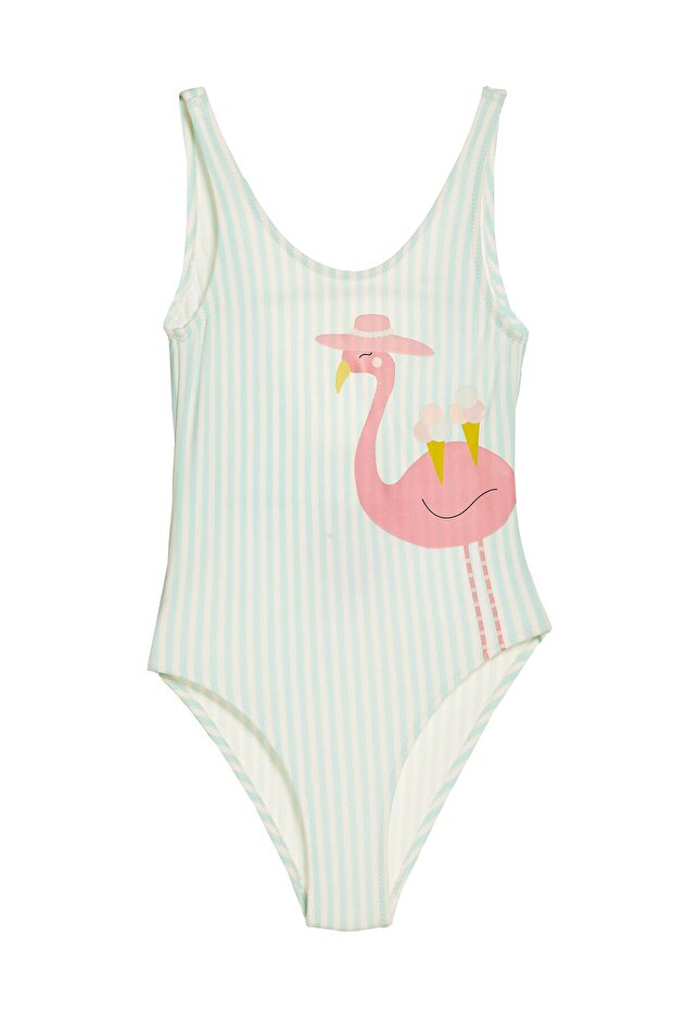 Baskılı Kız Çocuk Mayo - 1