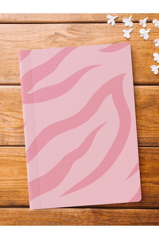 Çizgisiz Defter, Pembe ve Desenli Notebook, Not Defteri, Akıl ve Anı Defteri, 64 Sayfa, 14*21cm - 1