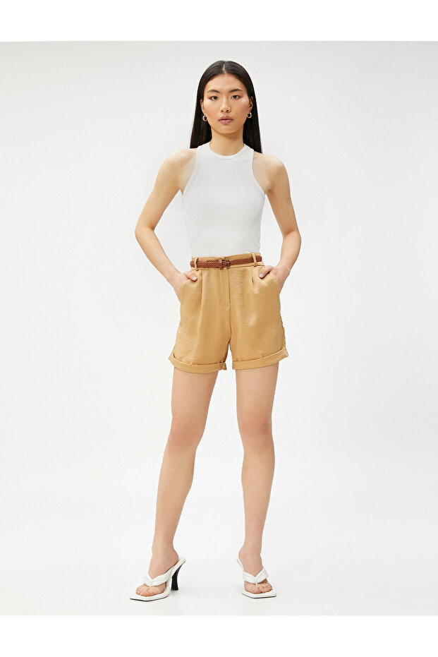Belted Waist Pocket Shorts