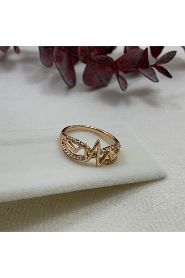 Stone Detailed Zigzag Patterned Ring - 1