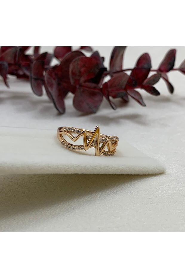 Stone Detailed Zigzag Patterned Ring - 3