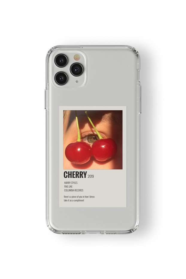 حافظة شفافة مطبوعة بتصميم ملصق الكرز متوافقة مع هاتف iPhone 11 Pro