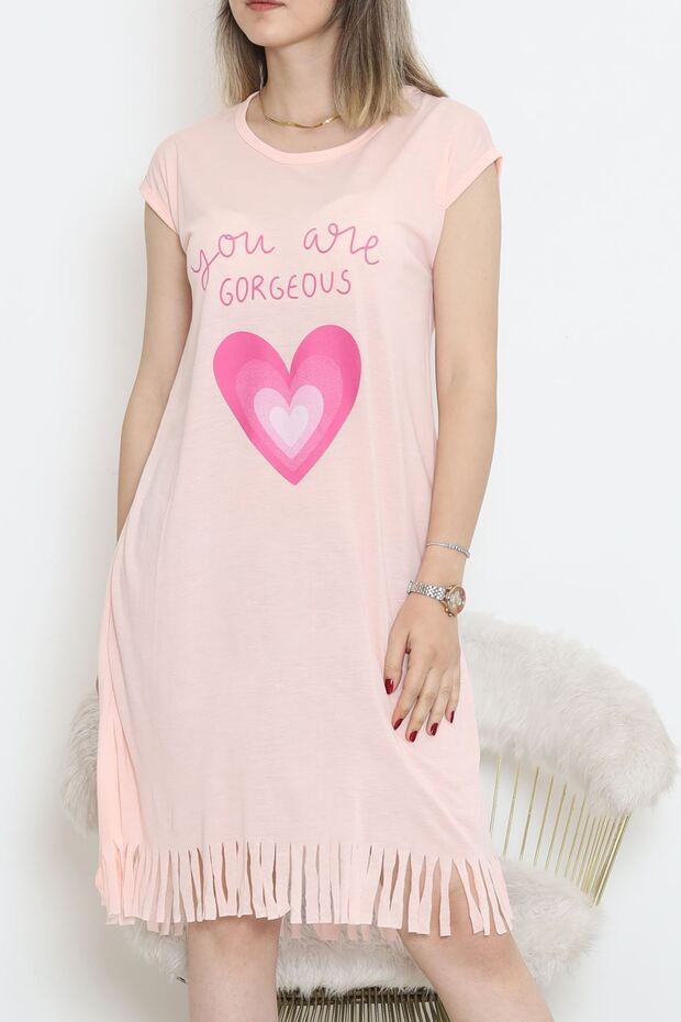 Patterned Tasseled Viscose Combed Cotton Casual Dress