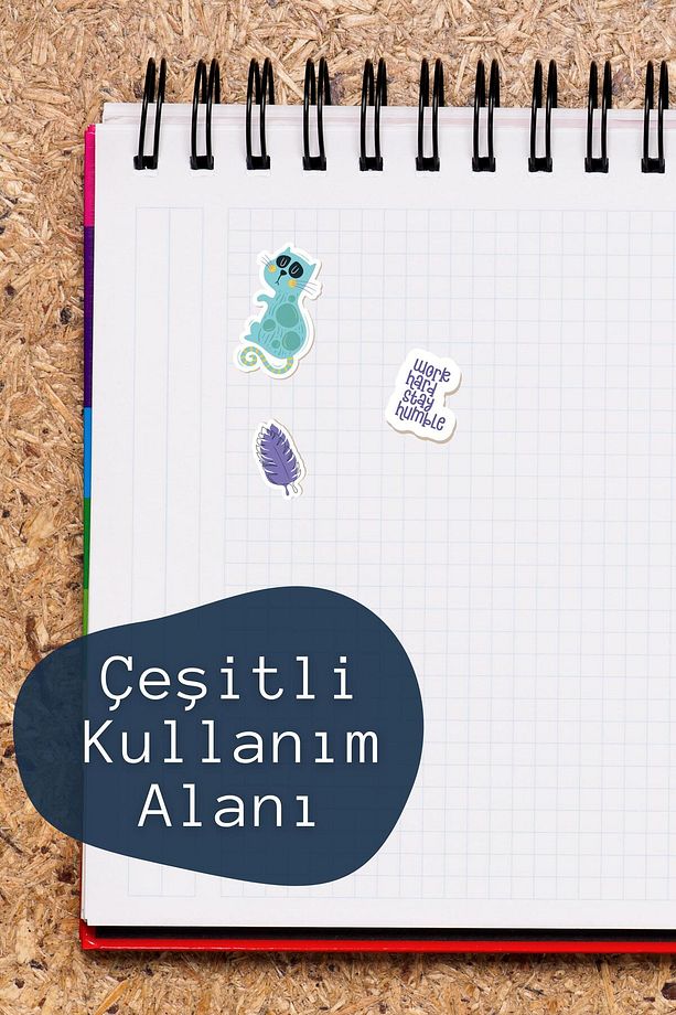 Minimal Temalı Sticker ve Etiket Seti - Orta Boy - Su Geçirmez, Kalın Yapışkanlı Sticker Seti - 5
