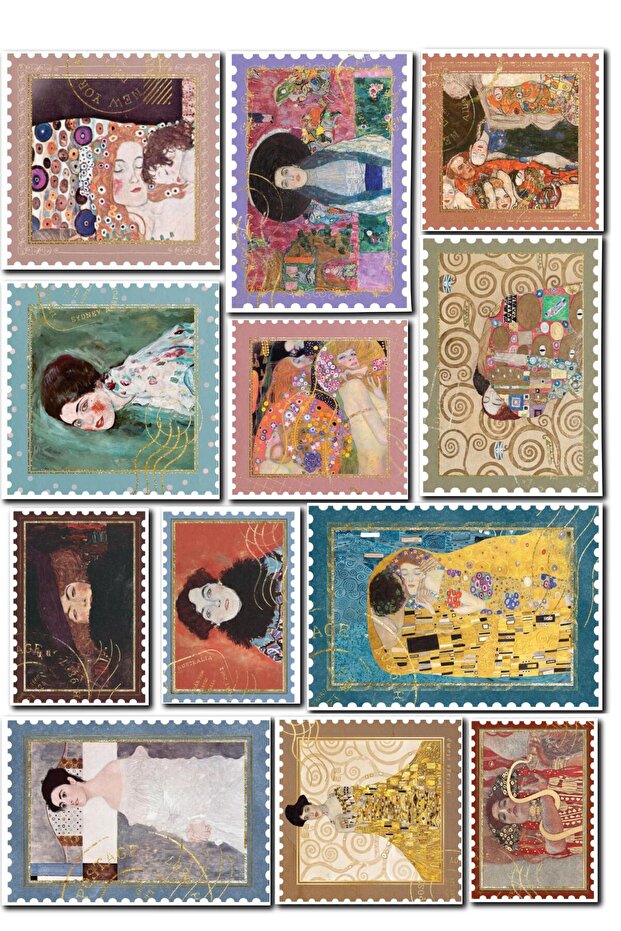 Vintage and Art Sticker Set, 12 Pieces Waterproof, Vintage Sticker, Journal, Memopad, Daily Compatible