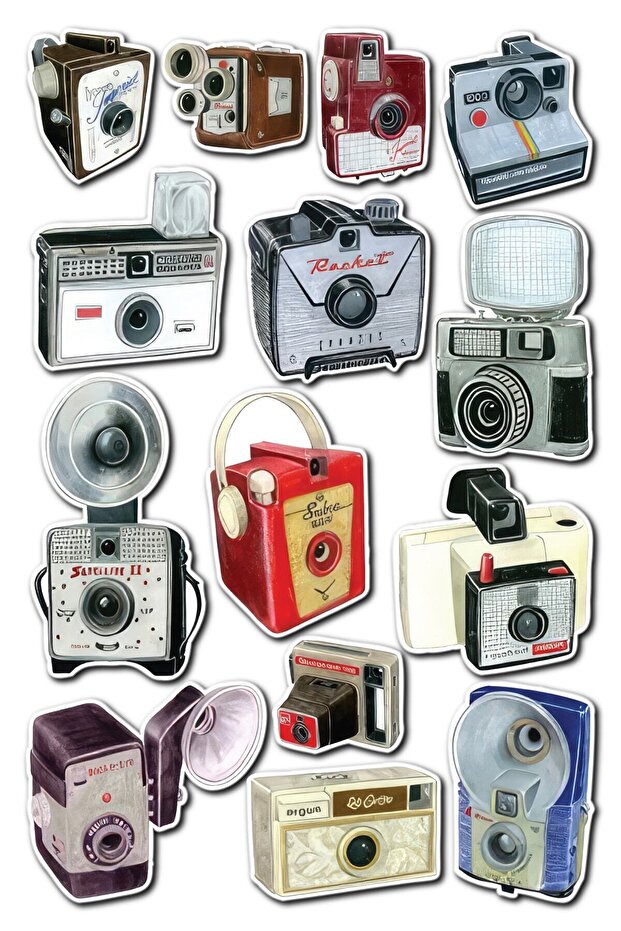 Vintage Themed Sticker Set - 14 Piece Sticker Set - Phone, Tablet, Notebook Laptop Compatible Stickers