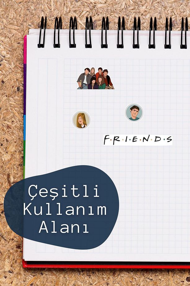 Friends Temalı Sticker ve Etiket Seti - Orta Boy - Su Geçirmez, Kalın Yapışkanlı Sticker Seti - 5