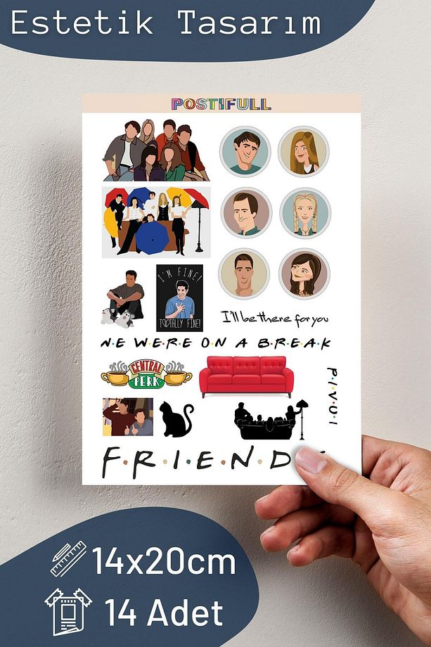 Friends Temalı Sticker ve Etiket Seti - Orta Boy - Su Geçirmez, Kalın Yapışkanlı Sticker Seti - 2