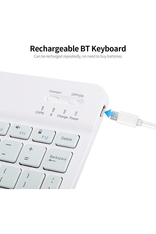 Samsung Galaxy Tab S9 FE Plus SM-X610 ile Uyumlu Kablosuz Bluetooth Klavye+Mouse Set - 4