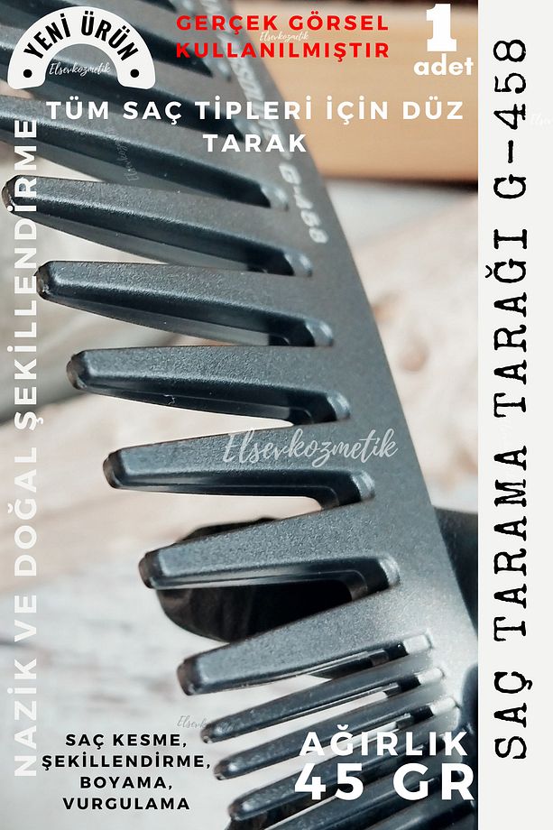 Saç Tarama Tarağı G-458, Kuaför, Berber Tarak, Karbon Tarak, Ayırma Tarak, Wax Tarak - 4