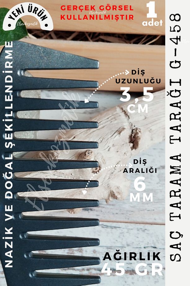 Saç Tarama Tarağı G-458, Kuaför, Berber Tarak, Karbon Tarak, Ayırma Tarak, Wax Tarak - 2