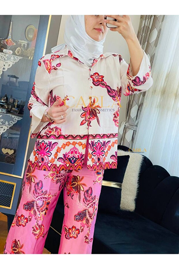 مجموعة بدلة منقوشة من الساتان - 4