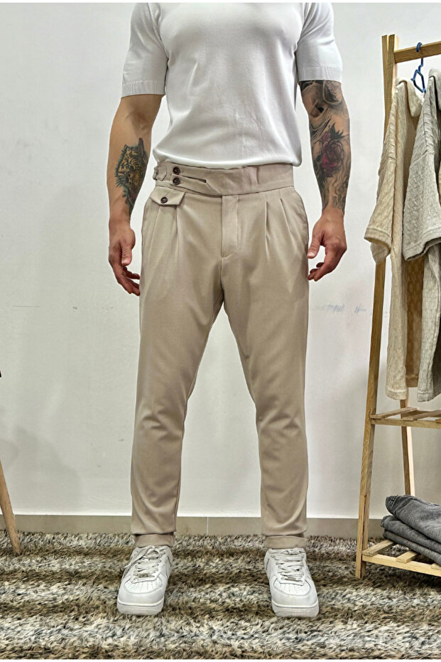 بنطلون قماش مطوي - 2