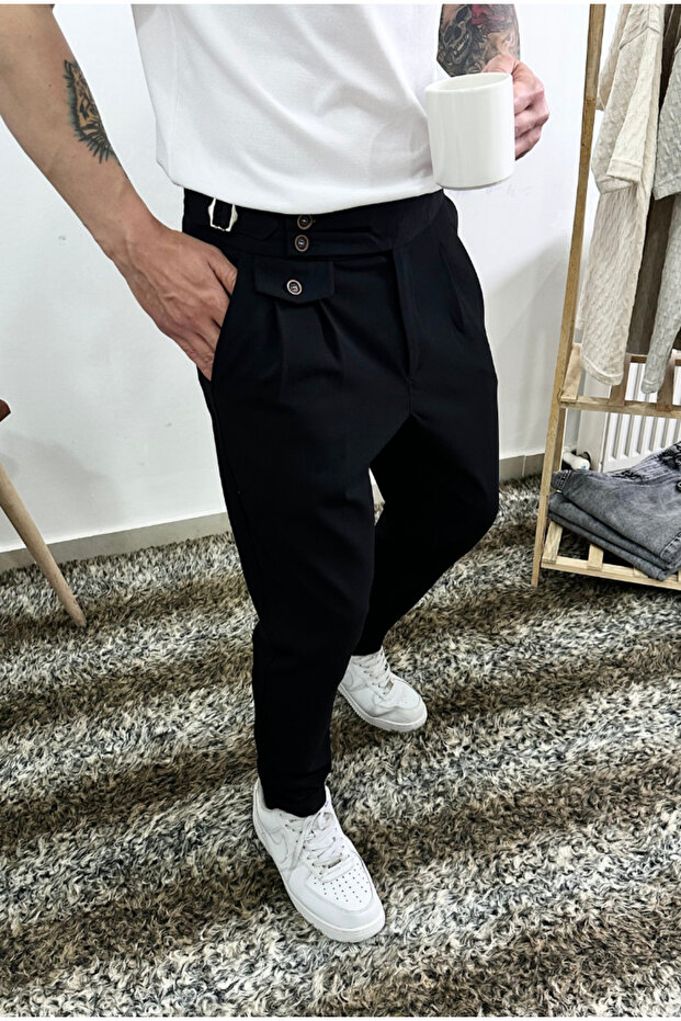 Pleated fabric pants
