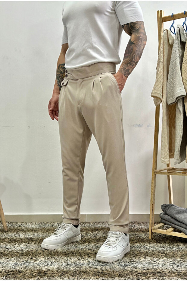 بنطلون قماش مطوي - 4