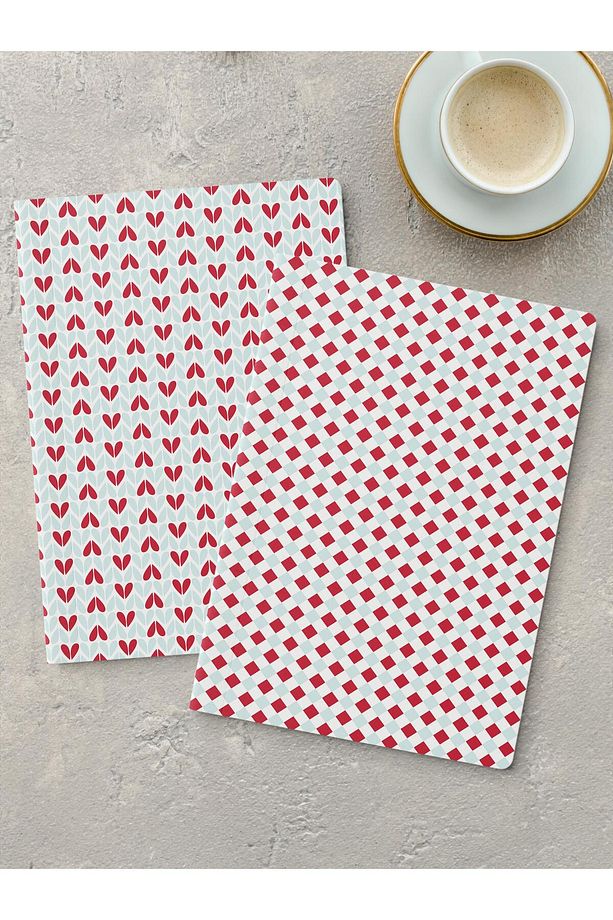 Çizgisiz Defter Seti, 2 Adet Geometrik Desenli Notebook, Not Defteri, Anı Defteri, 64 Sayfa Orta Boy - 1