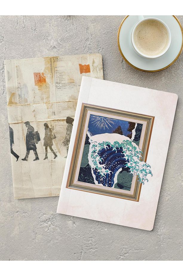 Çizgisiz Defter Seti, 2 Adet Boho Temalı Notebook, Not Defteri, Anı Defteri, 64 Sayfa Orta Boy - 1