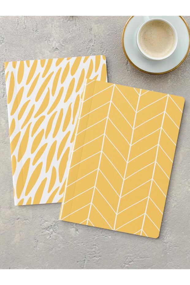 Unlined Notebook Set, 2 Pieces Geometric Patterned Notebook, Notepad, Memory Book, 64 Pages Medium Size - 1