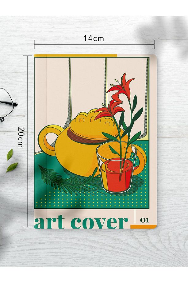 Çizgisiz Defter Seti, 2 Adet Vintage Desenli Notebook, Not Defteri, Anı Defteri, 64 Sayfa Orta Boy - 3