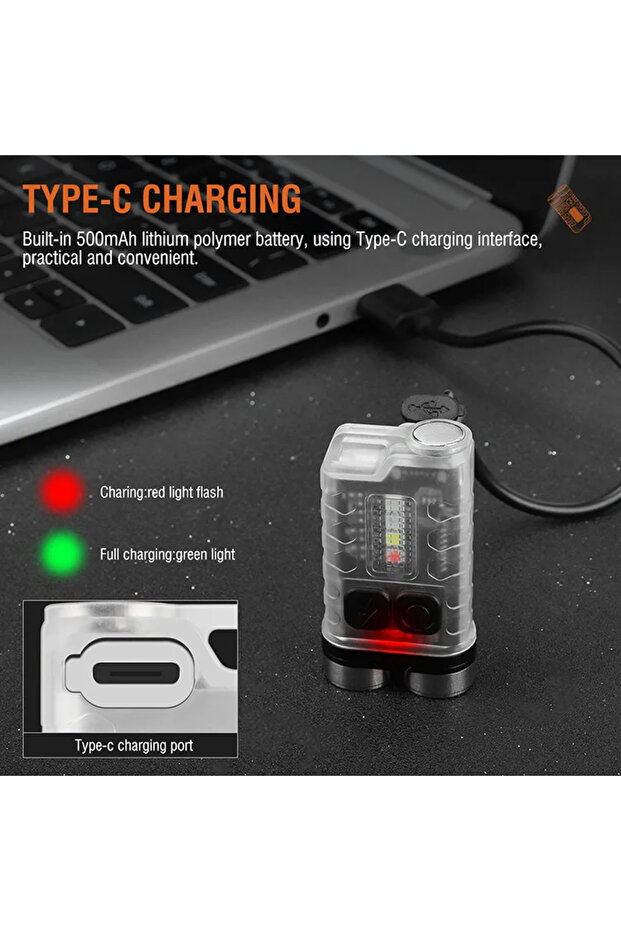 V3 Powerful Edc Led Keychain Flashlight 1000lm Mini Portable Work Light Type-c Rechargeable Torch... - 6