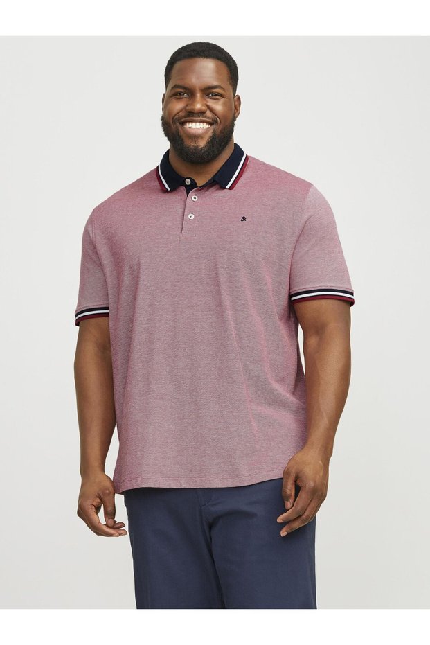 T-Shirt Plus Einfarbiges Polo