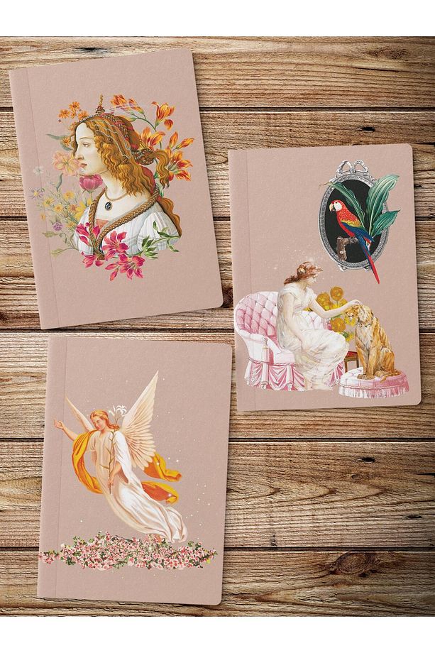 Çizgisiz Defter Seti, 3 Adet Not Defteri, Notebook Journal Seti, Anı Defteri, 64 Sayfa Orta Boy - 2