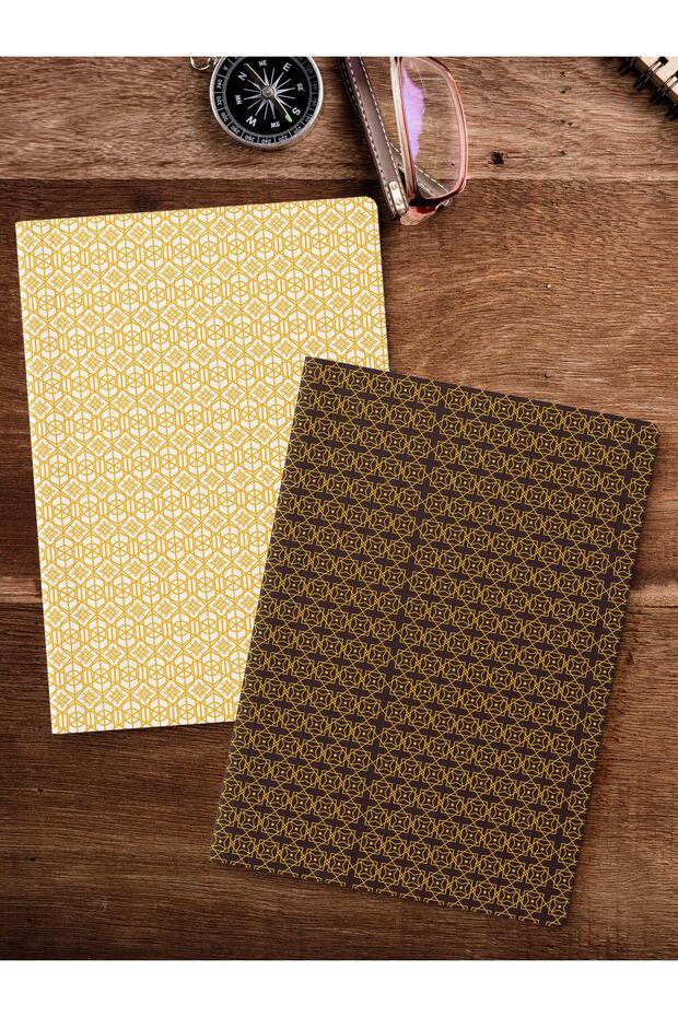 مجموعة دفتر ملاحظات غير مبطنة، 2 دفتر ملاحظات بنمط هندسي، دفتر ملاحظات، دفتر ذكريات، 64 صفحة متوسطة الحجم - 2