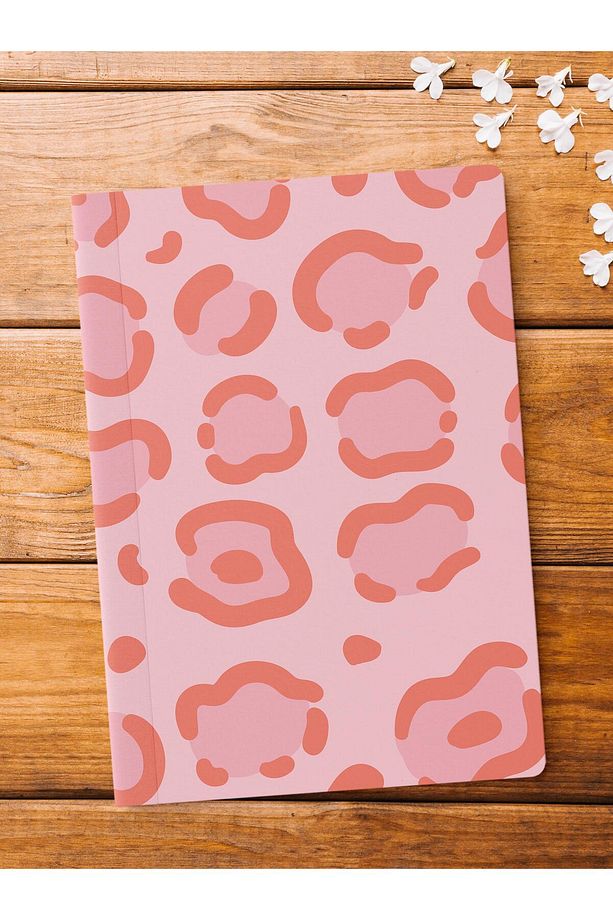Çizgisiz Defter, Pembe ve Desenli Notebook, Not Defteri, Akıl ve Anı Defteri, 64 Sayfa, 14*21cm - 1