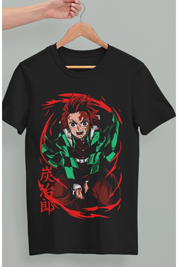 Oversize Demon Slayer Tanjiro Kamado Printed T-shirt, Unisex Anime Printed T-shirt